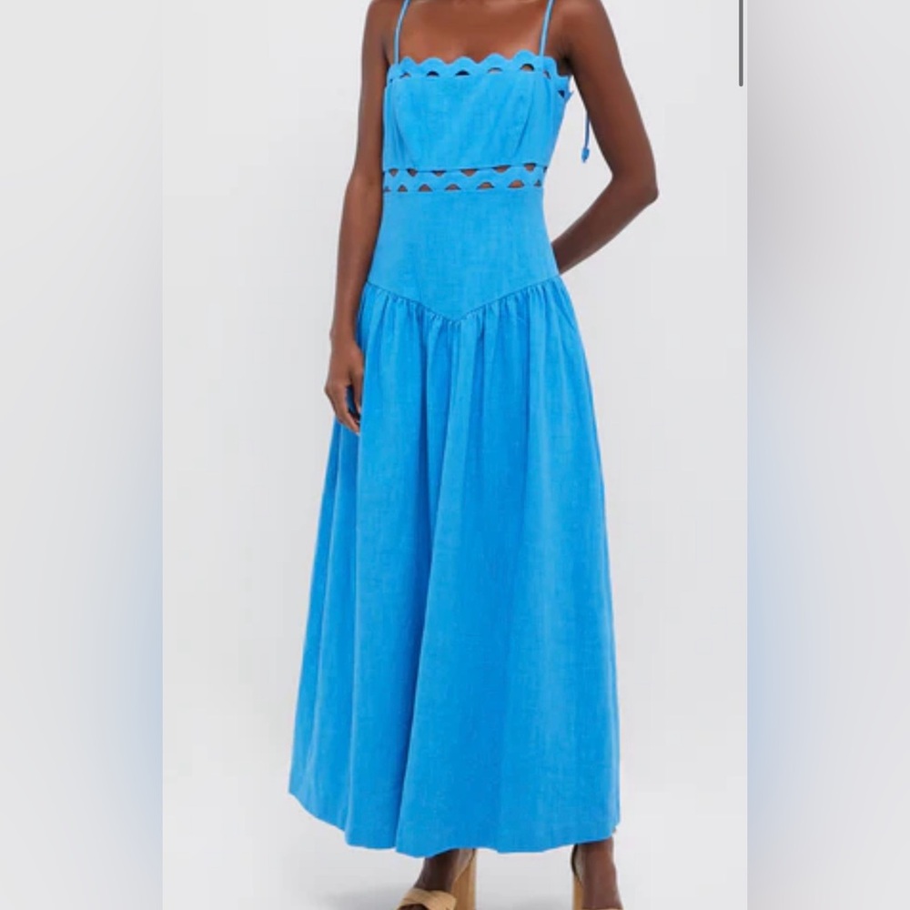 Tuckernuck Bright Blue Scalloped Cutout Maxi Dress